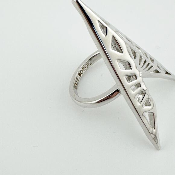 Eddie Borgo Fractured Heart Ring Women's Size 7 Silver Plated Statement Ring - Picture 2 of 8